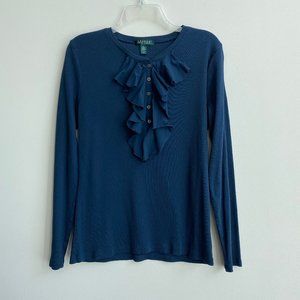Ralph Lauren Navy Blue Cotton Top Size XL